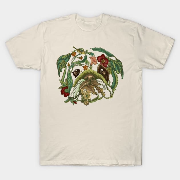 Botanical English Bulldog T-Shirt by huebucket